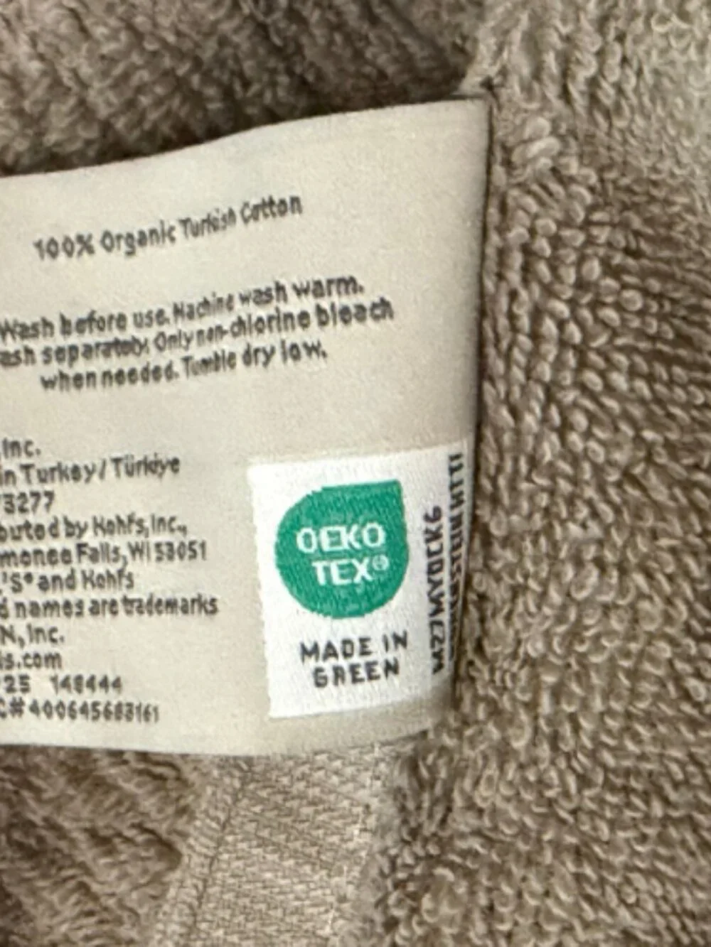 Miryana Organic Turkish Cotton Bath Sheet Set of 2 Mushroom 35x68 New